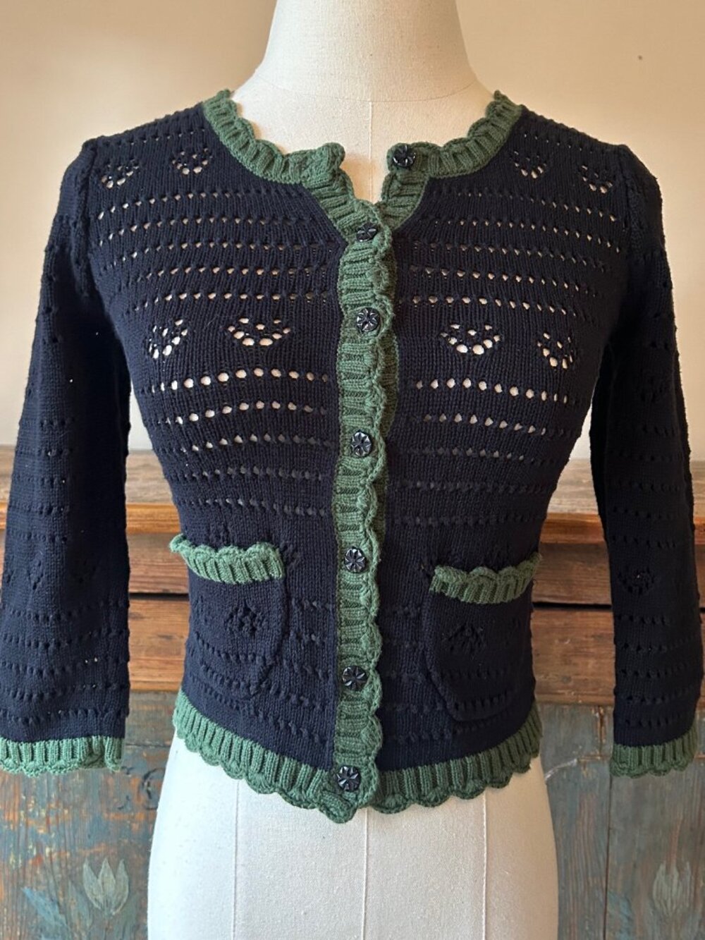 Vintage Betsey Johnson New York Knit Cropped Cardigan